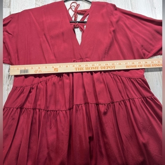 KIRUNDO red casual loose v neck short dress size XL net - Picture 10 of 11